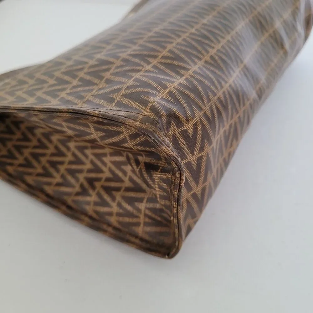 Mario Valentino Bag Clutch Pouch Vintage Handbag Zip‎ Designe Italian Brown Logo